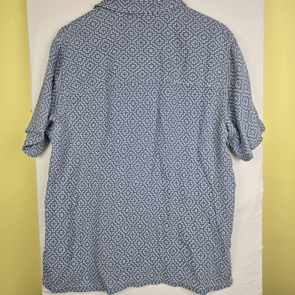 Common People Men's Textured Linen Blend Shirt Blue Geometric Embroid Size M NWT - Picture 10 of 11